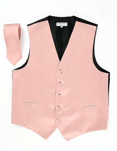 Men's Dusty Pink Satin Vest with Necktie-Men's Vests-ABC Fashion