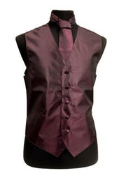 Men's Eggplant Vest with Neck Tie, Bow Tie, Hanky-Men's Vests-ABC Fashion