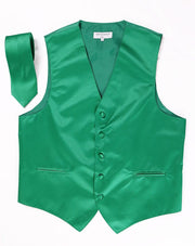 Men's Emerald Green Satin Vest with Necktie-Men's Vests-ABC Fashion