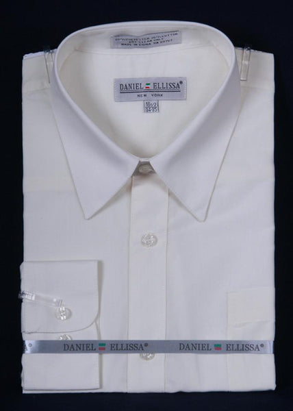 mens ivory dress shirts Daniel Ellissa Men's Basic Dress Shirt Set - Versatile Satin - Ivory - 18.5 36/37