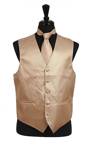 Men's Ivory Satin Vest with Neck Tie-Men's Vests-ABC Fashion