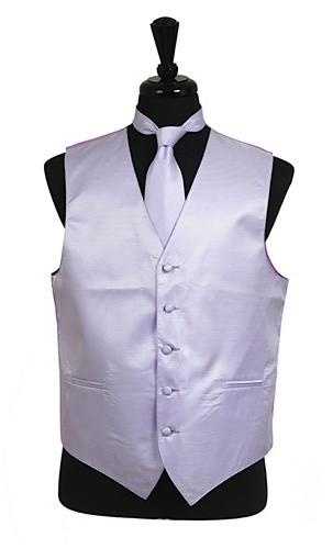 Men's Lavender Satin Vest with Neck Tie-Men's Vests-ABC Fashion