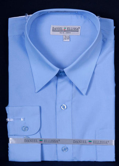 Men's Light Blue Long Sleeve Dress Shirt-Men's Dress Shirts-ABC Fashion