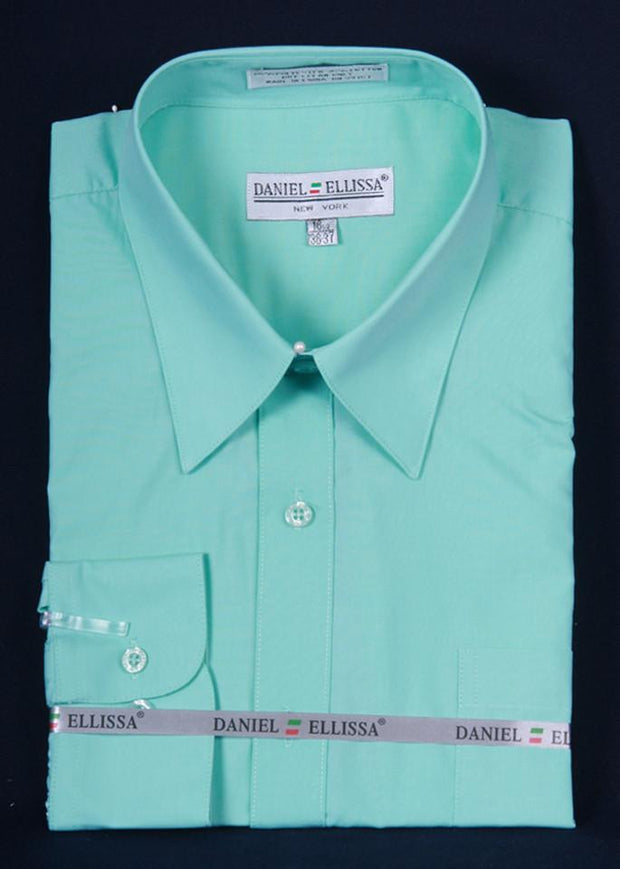 Men's Mint Long Sleeve Dress Shirt-Men's Dress Shirts-ABC Fashion