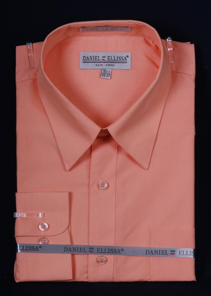 Men's Peach Long Sleeve Dress Shirt-Men's Dress Shirts-ABC Fashion