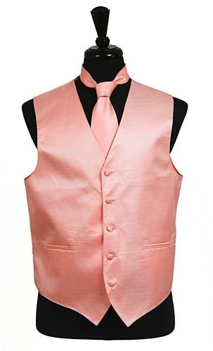 Men's Peach Satin Vest with Neck Tie-Men's Vests-ABC Fashion