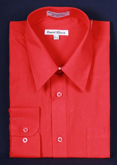 Men's Red Long Sleeve Dress Shirt-Men's Dress Shirts-ABC Fashion