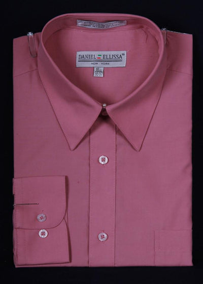 Men's Rose Pink Long Sleeve Dress Shirt-Men's Dress Shirts-ABC Fashion