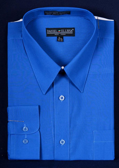 Men's Royal Blue Long Sleeve Dress Shirt-Men's Dress Shirts-ABC Fashion