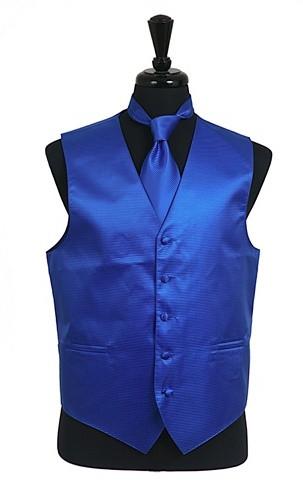 Men's Royal Blue Satin Vest with Neck Tie-Men's Vests-ABC Fashion