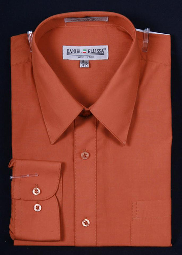 Men's Rust Long Sleeve Dress Shirt-Men's Dress Shirts-ABC Fashion