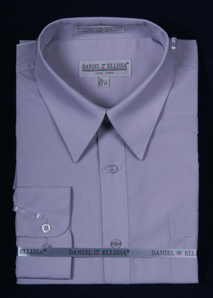 Men's Silver Long Sleeve Dress Shirt-Men's Dress Shirts-ABC Fashion