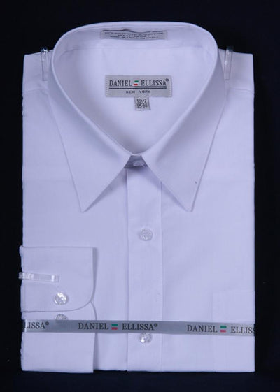 Men's White Long Sleeve Dress Shirt-Men's Dress Shirts-ABC Fashion