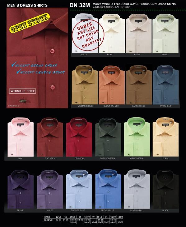 Men's Wrinkle Free Solid French Cuff Dress Shirts-Men's Dress Shirts-ABC Fashion