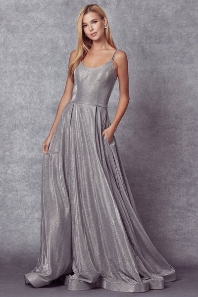 Metallic Glitter A-line Gown by Juliet 206