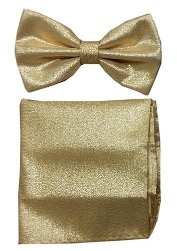 Metallic Gold Bow Tie with Pocket Square (Pointed Tip)-Men's Bow Ties-ABC Fashion