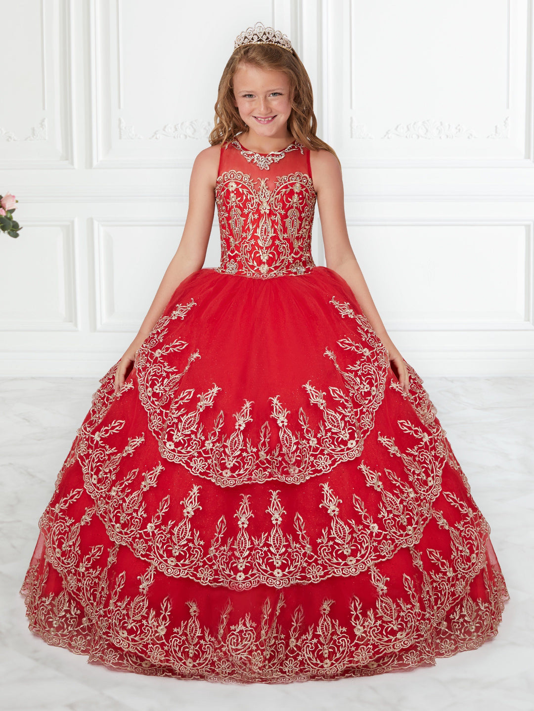 Metallic Lace Strapless Quinceanera Dress by House of Wu 26938-Quinceanera Dresses-ABC Fashion