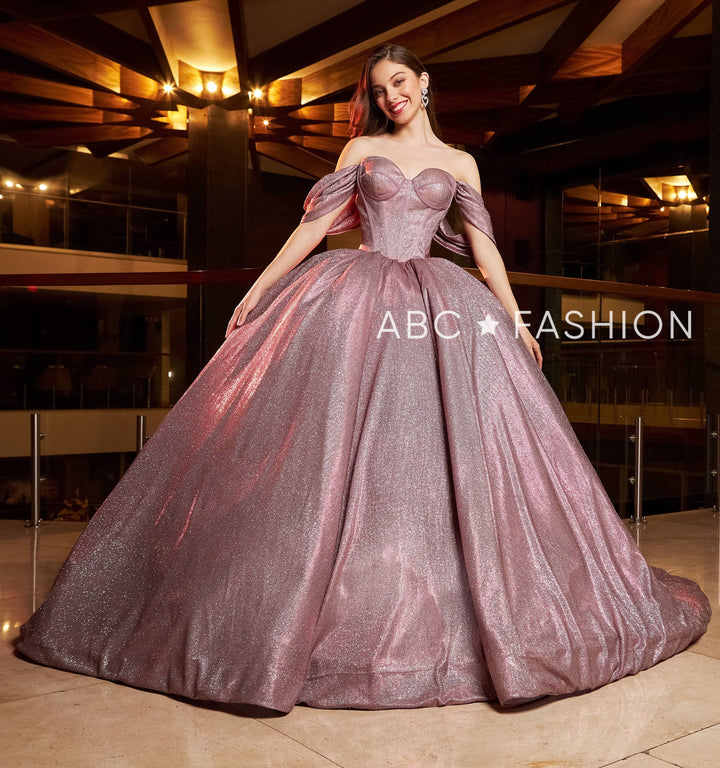 Metallic Off Shoulder Quinceanera Dress by Ragazza EV21-621