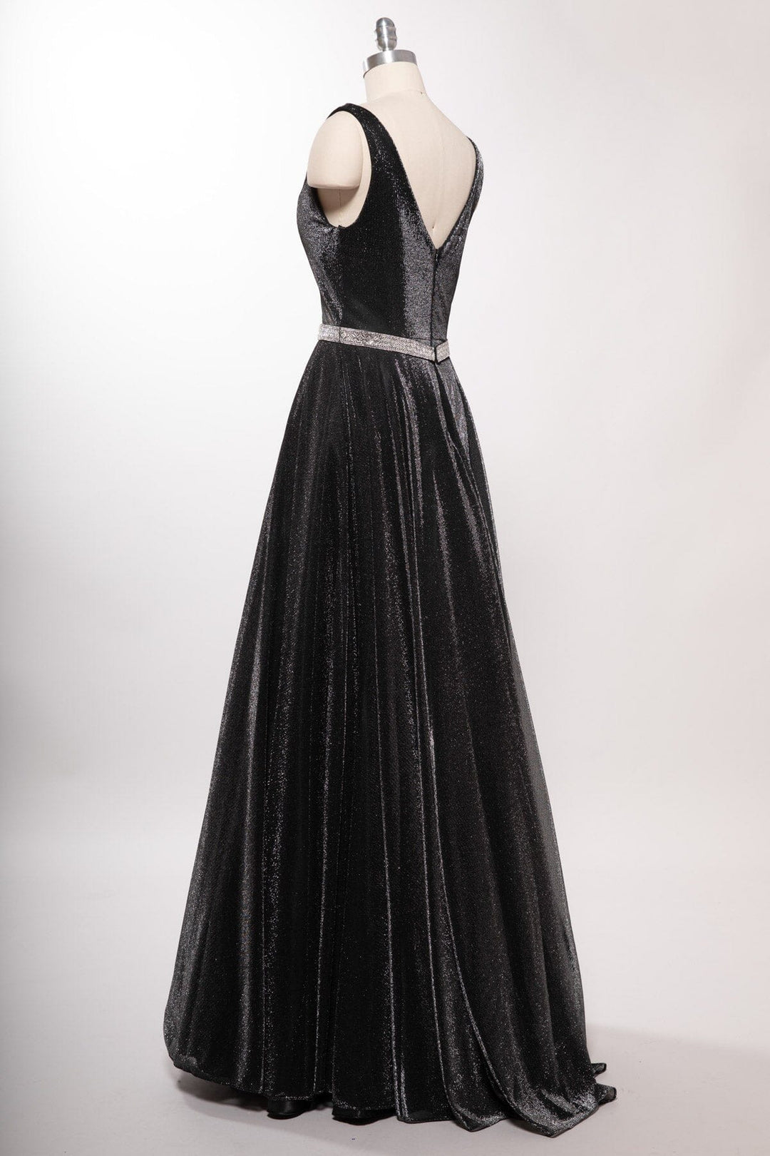 Metallic Sleeveless V-Neck Gown by Coya D320