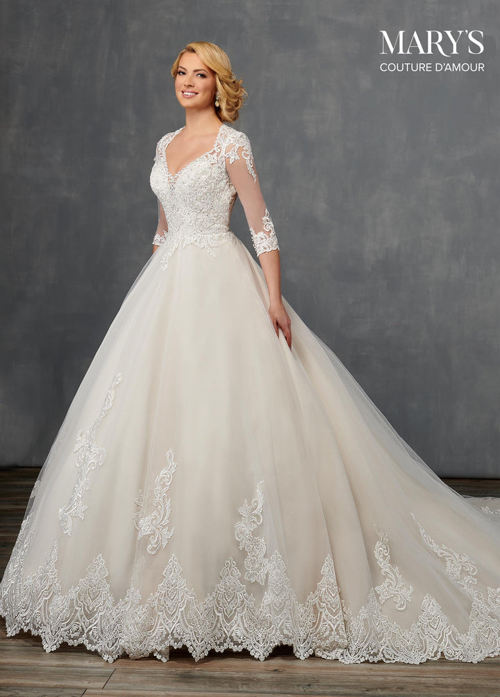 Mid-Sleeve Wedding Dress by Mary's Bridal MB4098