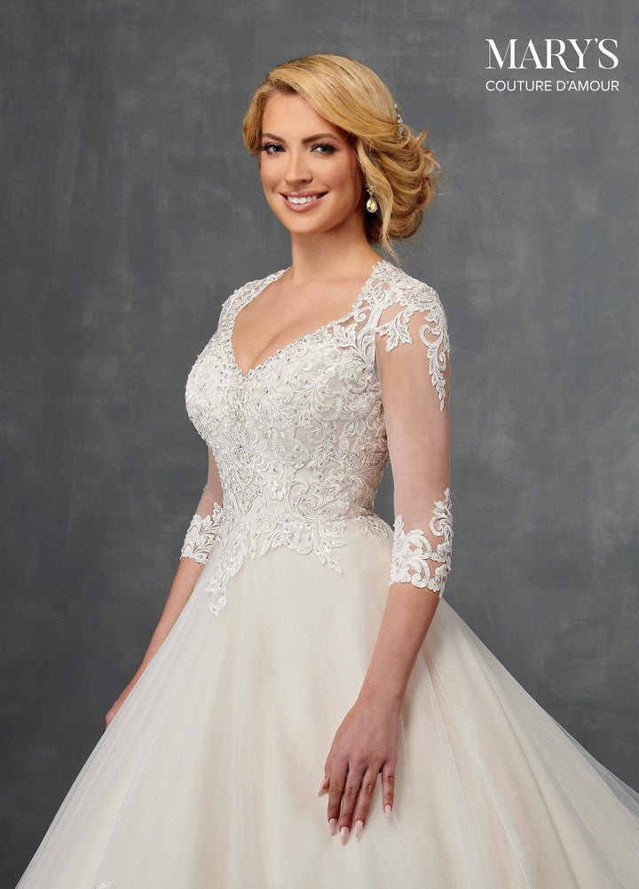 Mid-Sleeve Wedding Dress by Mary's Bridal MB4098