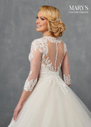 Mid-Sleeve Wedding Dress by Mary's Bridal MB4098