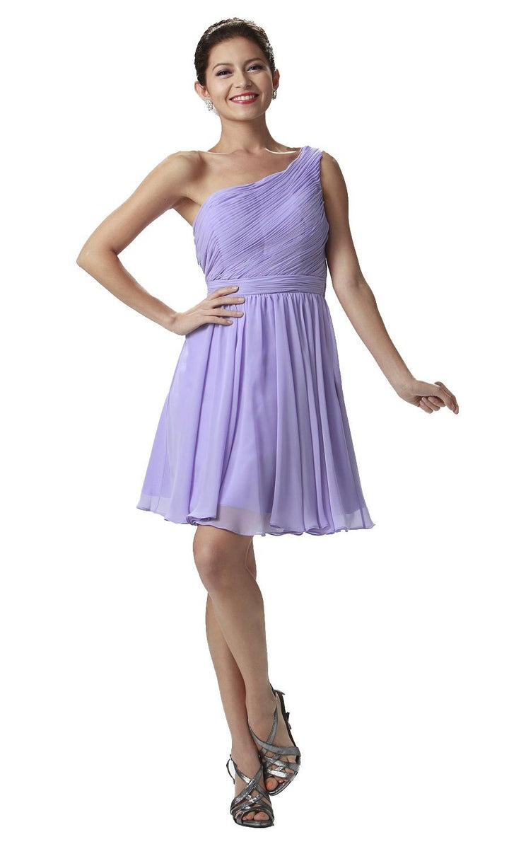 Mint Green Short One Shoulder Ruched Dress by Poly USA-Short Cocktail Dresses-ABC Fashion