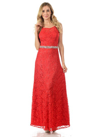 Mint Long Sequined Lace Dress with Lace Caplet-Long Formal Dresses-ABC Fashion