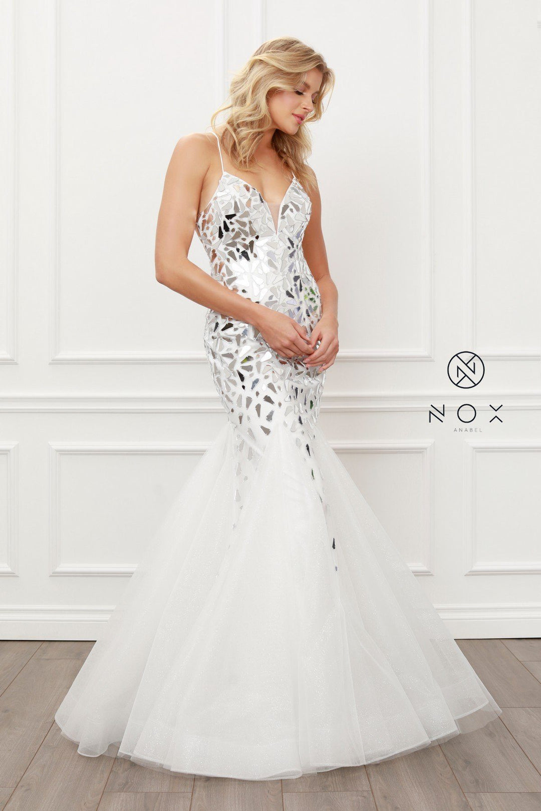 Mirror Beaded Mermaid Dress by Nox Anabel T438
