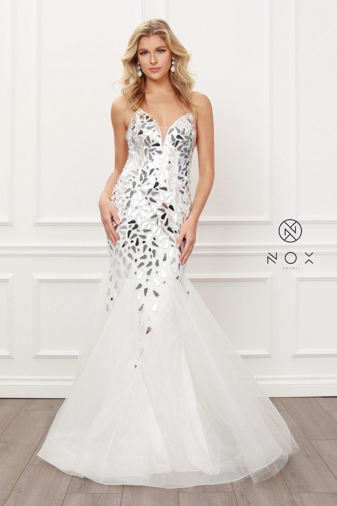 Mirror Beaded Mermaid Dress by Nox Anabel T438