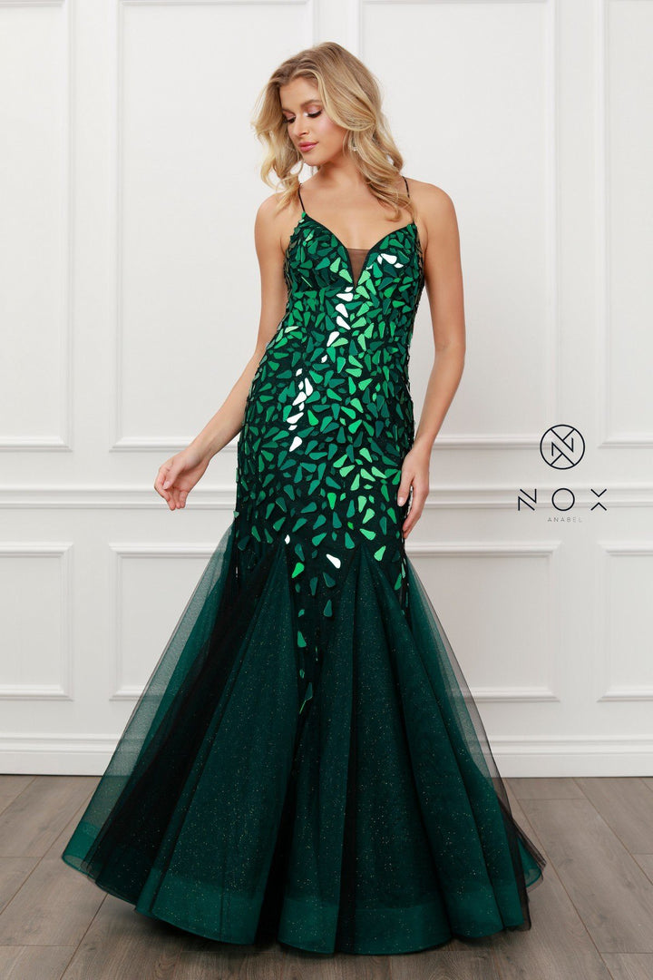 Mirror Beaded Mermaid Dress by Nox Anabel T438