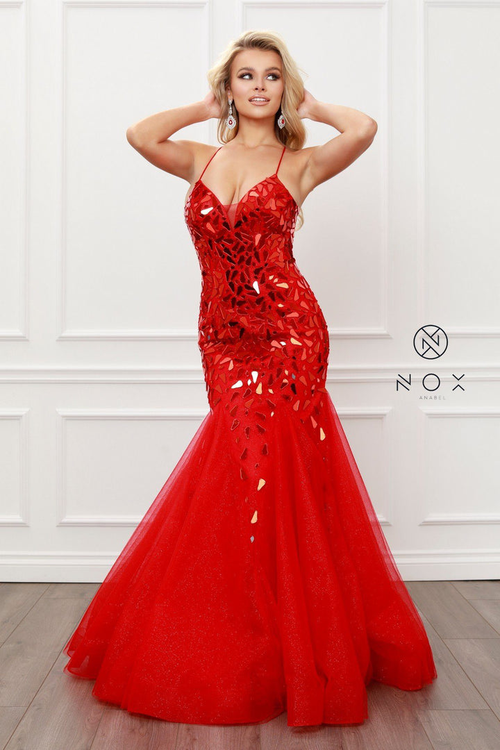 Mirror Beaded Mermaid Dress by Nox Anabel T438