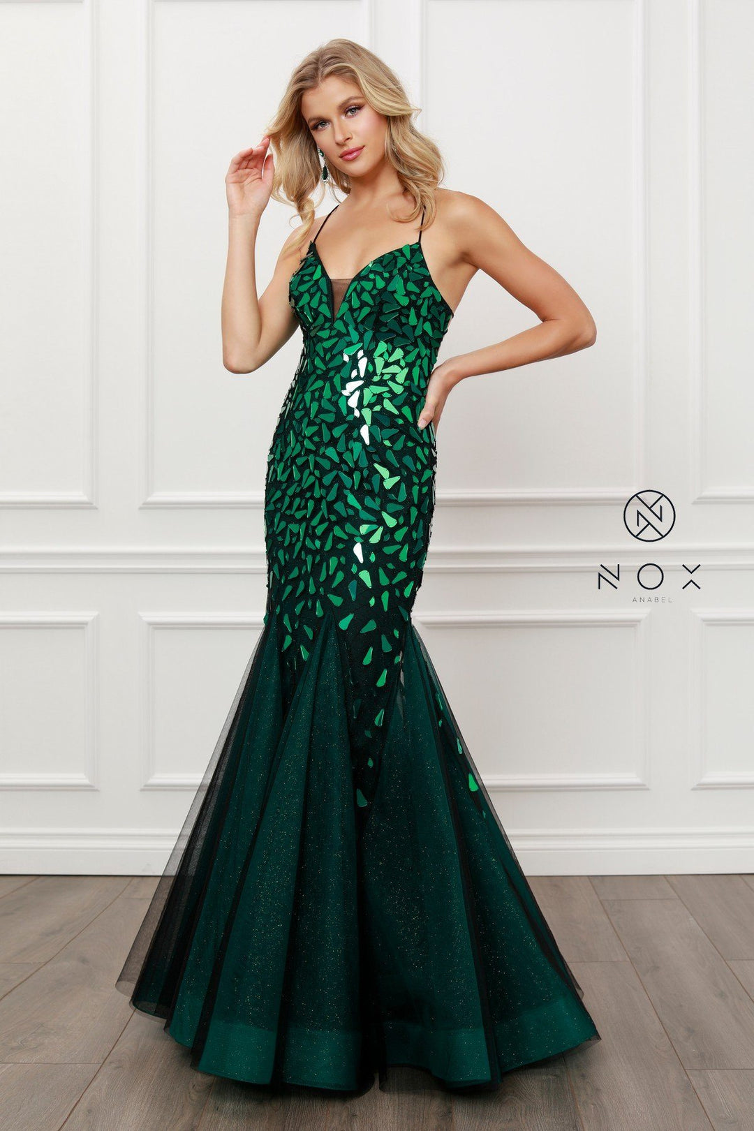 Mirror Beaded Mermaid Dress by Nox Anabel T438