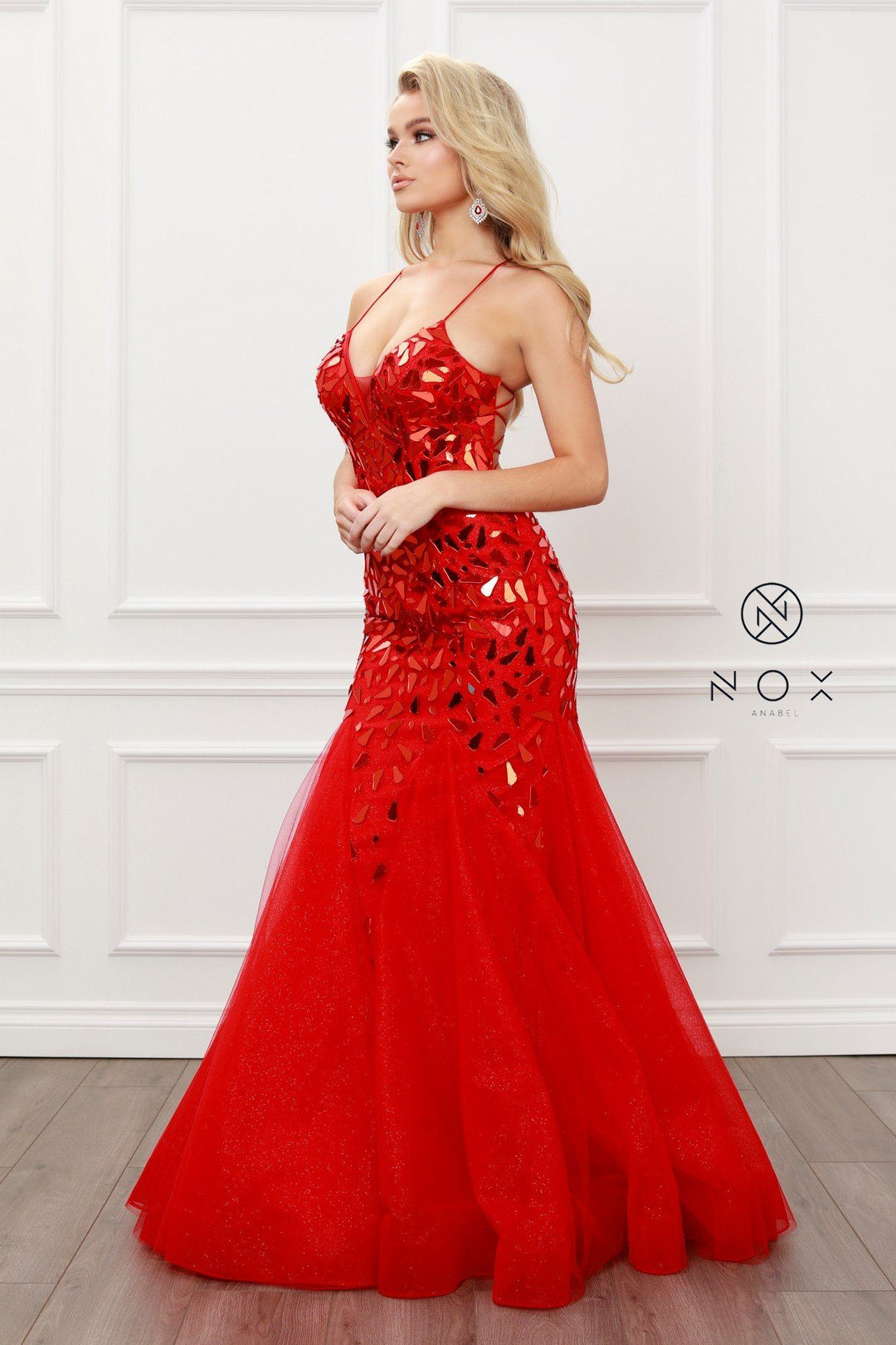 Mirror Beaded Mermaid Dress by Nox Anabel T438