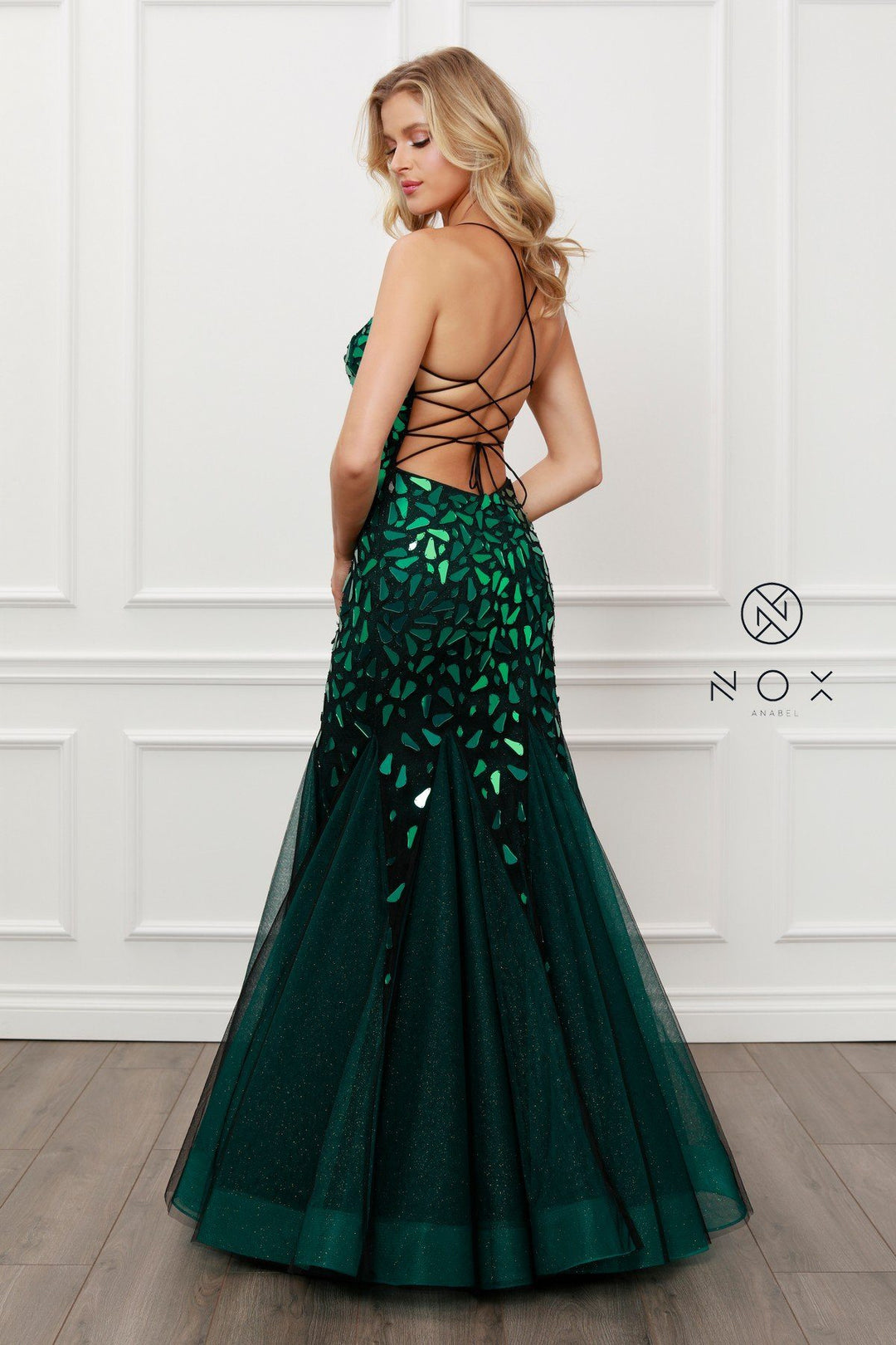 Mirror Beaded Mermaid Dress by Nox Anabel T438