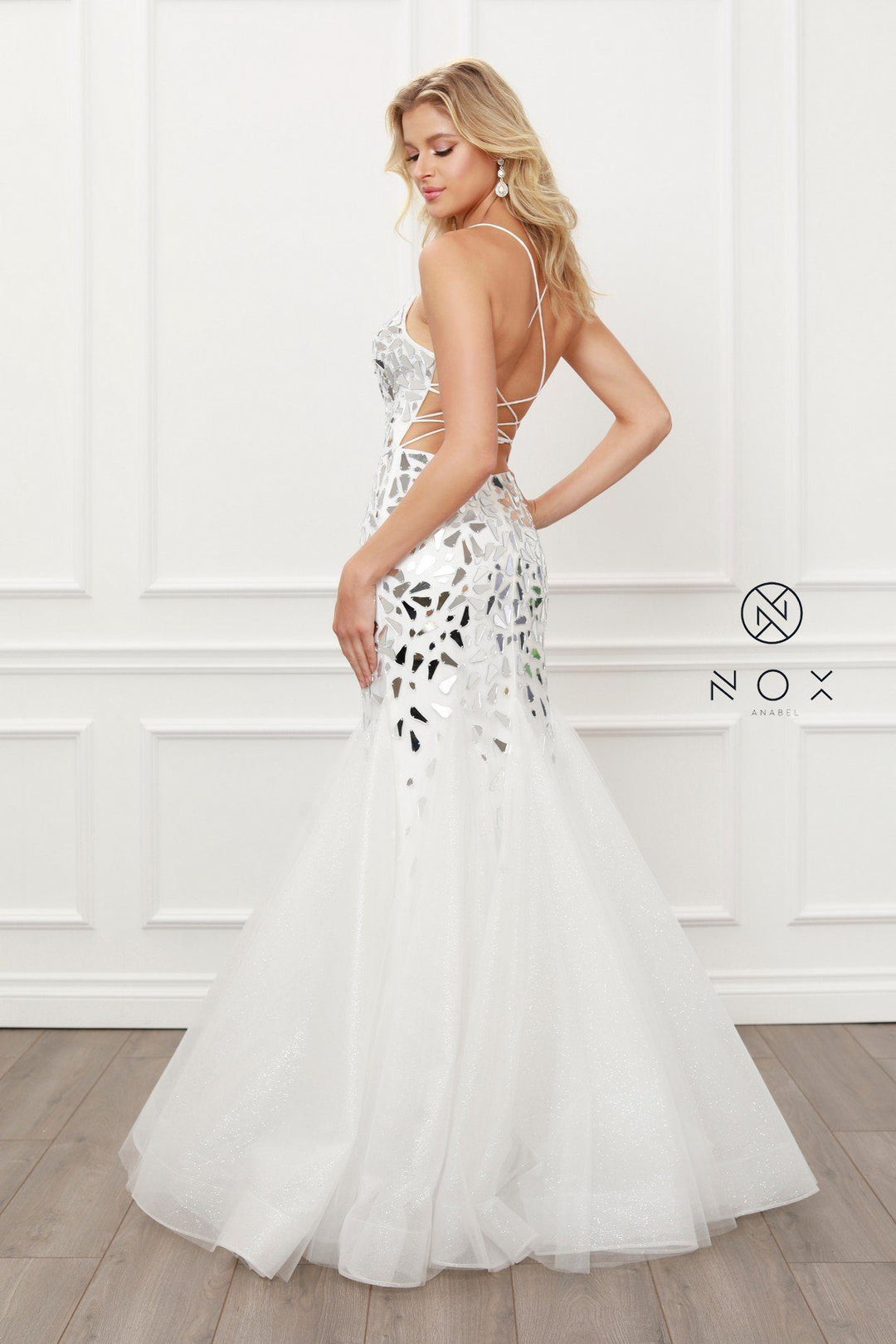 Mirror Beaded Mermaid Dress by Nox Anabel T438