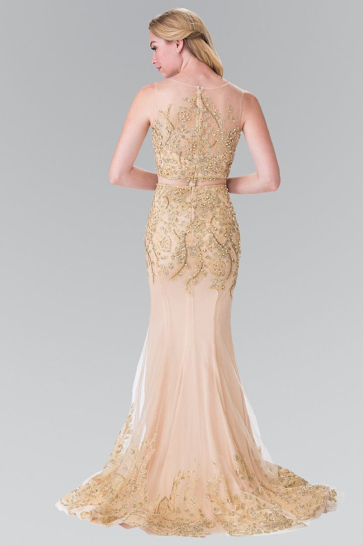 Mock Two-Piece Embroidered Mermaid Dress by Elizabeth K GL2338-Long Formal Dresses-ABC Fashion