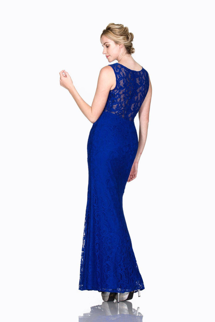 Mock Two Piece Lace Evening Dress by Cinderella Divine CF067L-Long Formal Dresses-ABC Fashion