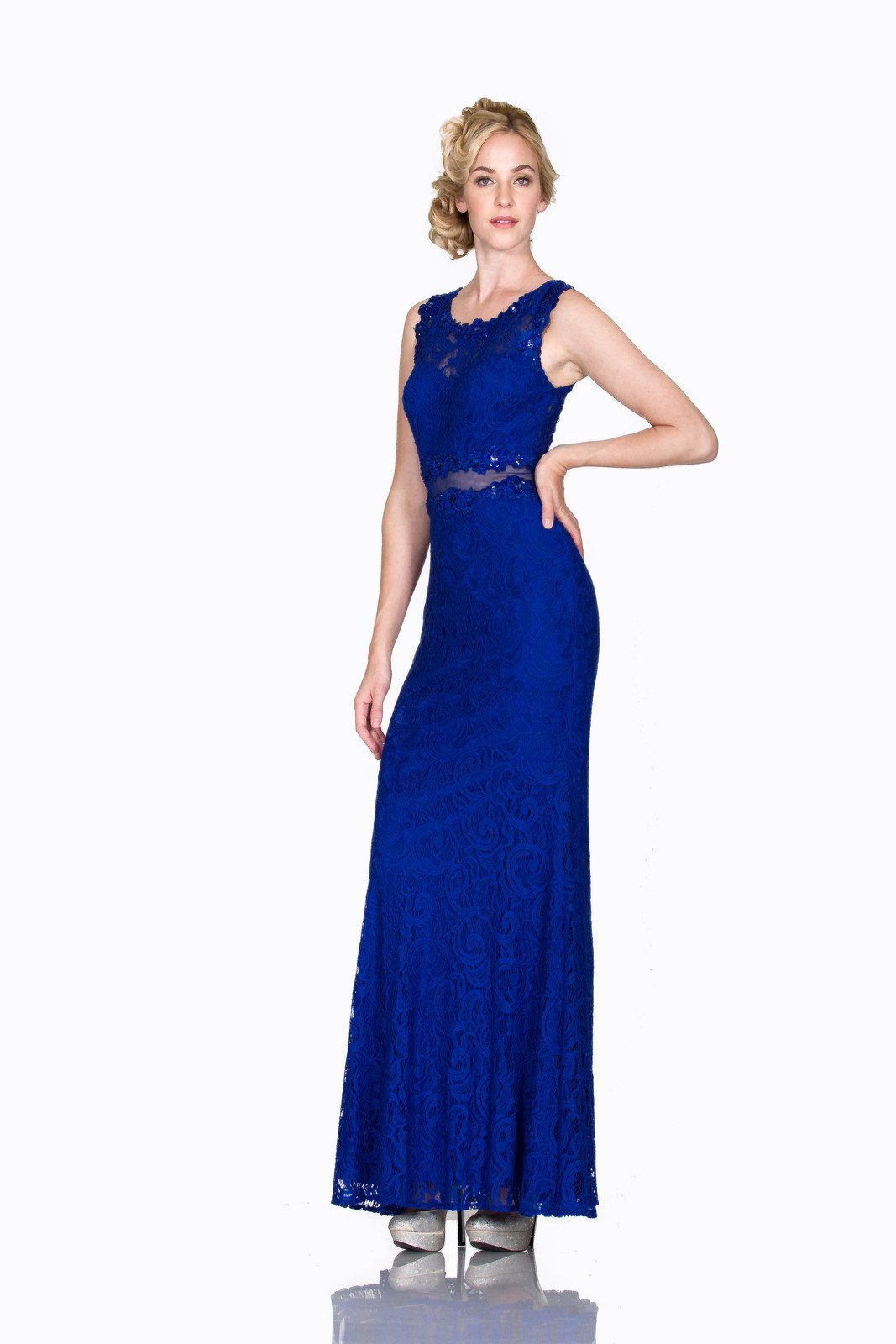 Mock Two Piece Lace Evening Dress by Cinderella Divine CF067L-Long Formal Dresses-ABC Fashion