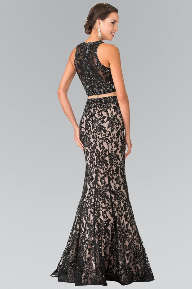 Mock Two-Piece Long Lace Dress by Elizabeth K GL2271-Long Formal Dresses-ABC Fashion