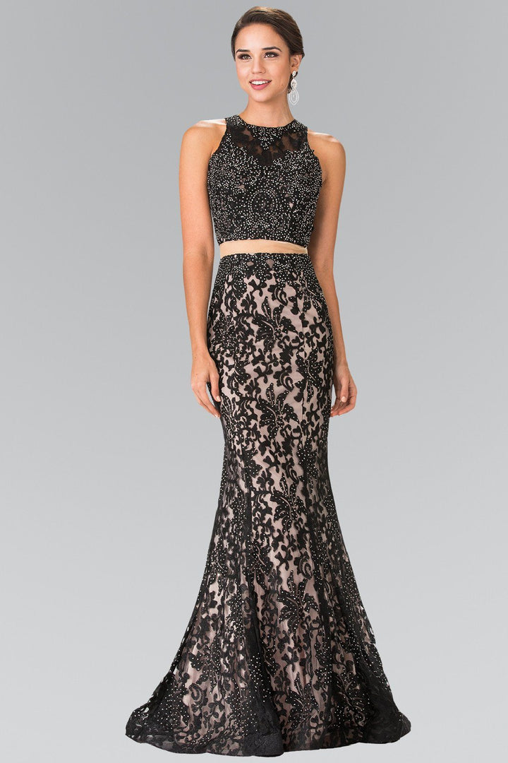 Mock Two-Piece Long Lace Dress by Elizabeth K GL2271-Long Formal Dresses-ABC Fashion