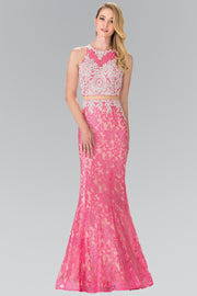 Mock Two-Piece Long Lace Dress by Elizabeth K GL2271-Long Formal Dresses-ABC Fashion