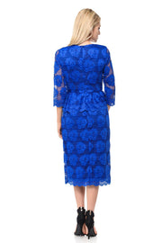 Nude Short Floral Lace Dress with Sleeves by Lenovia-Short Cocktail Dresses-ABC Fashion