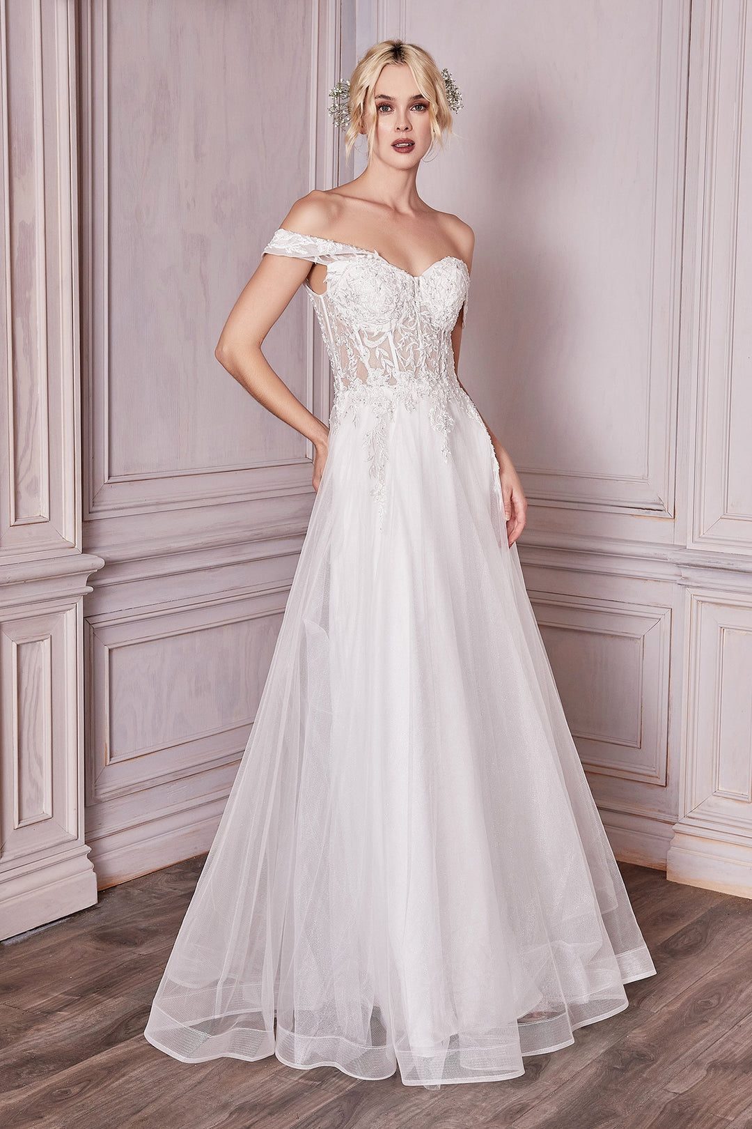 Off Shoulder Bridal Gown by Cinderella Divine CD961W