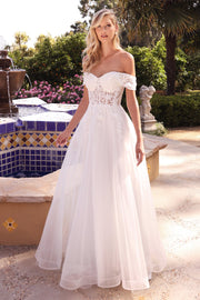 Off Shoulder Bridal Gown by Cinderella Divine CD961W