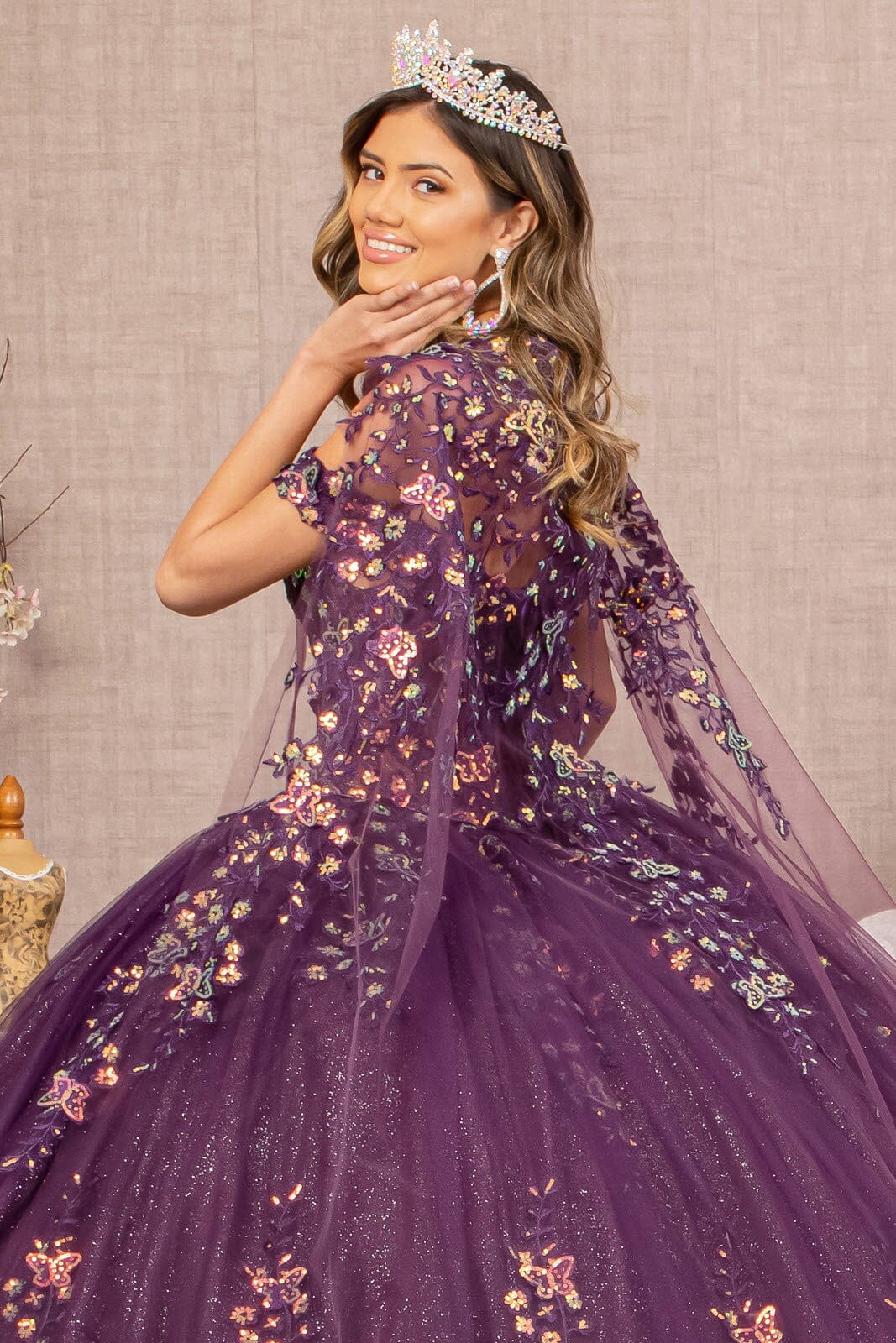 Off Shoulder Cape Ball Gown by Elizabeth K GL3171