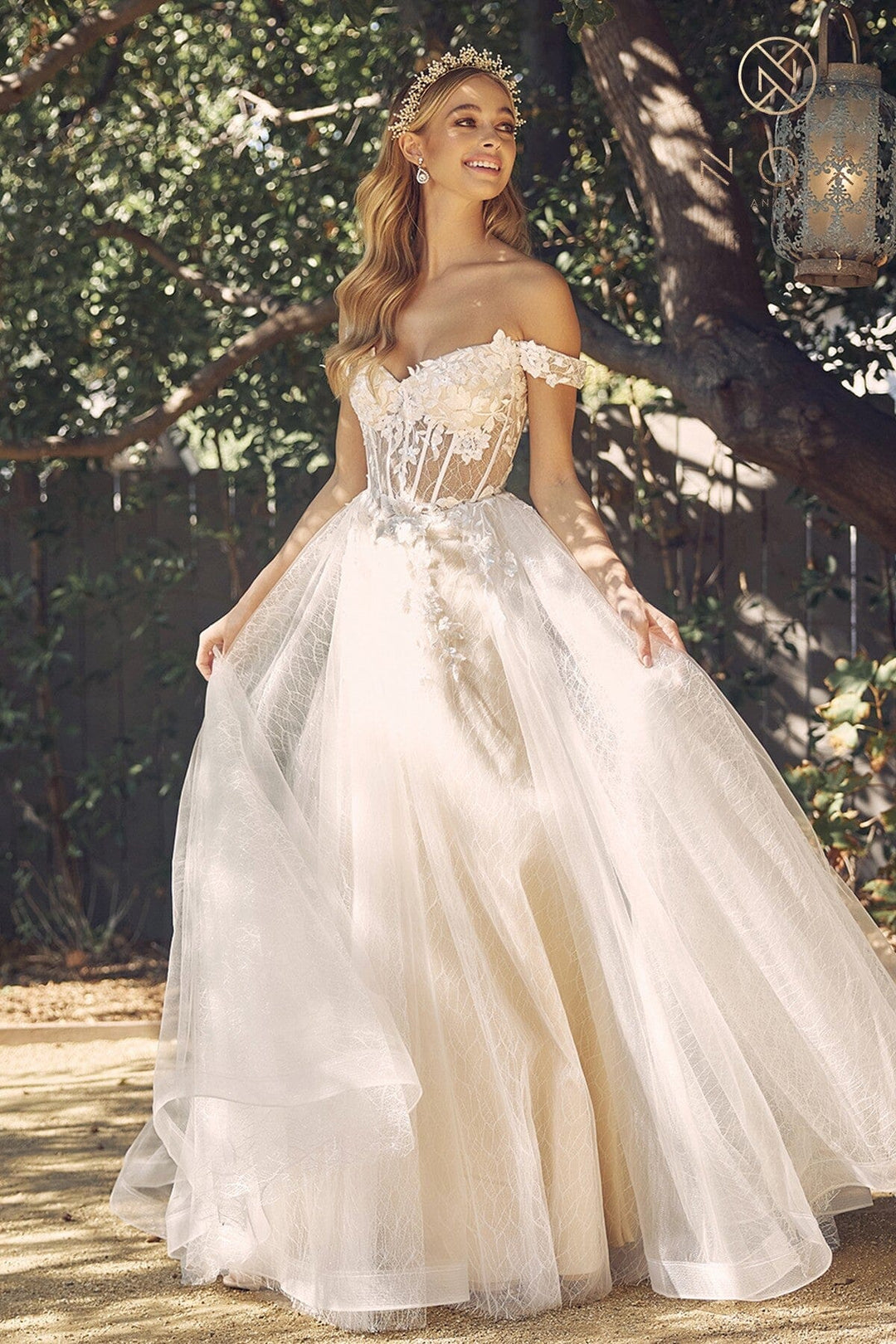 Off Shoulder Corset Bridal Gown by Nox Anabel C1199W