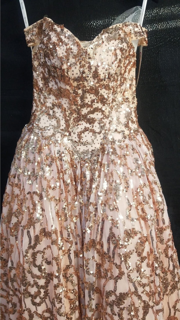 Off Shoulder Floral Sequin Quinceanera Dress by House of Wu 26919