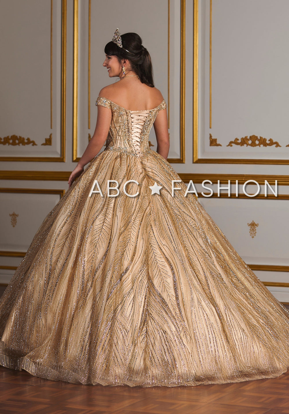 Off Shoulder Glitter Quinceanera Dress by House of Wu 26937-Quinceanera Dresses-ABC Fashion