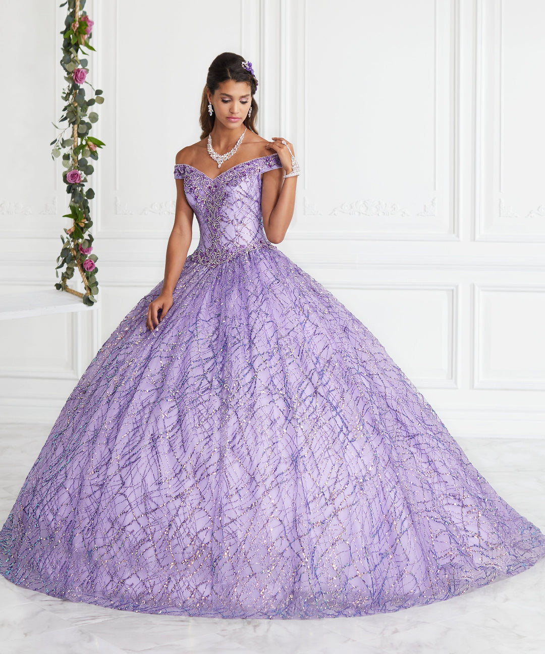 Off Shoulder Glitter Quinceanera Dress by House of Wu 26944-Quinceanera Dresses-ABC Fashion